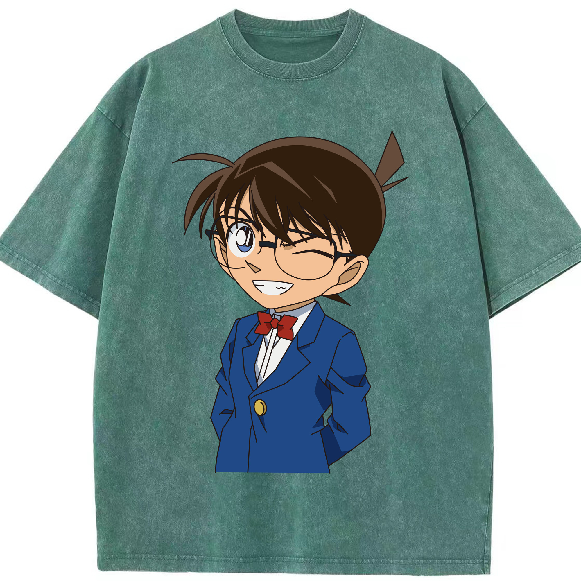 （画像用） 名探偵コナン 江戸川 コナン Detective Conan Conan Edogawa 綿100% ヴィンテージ風 半袖Tシャツ（フロントプリント）
